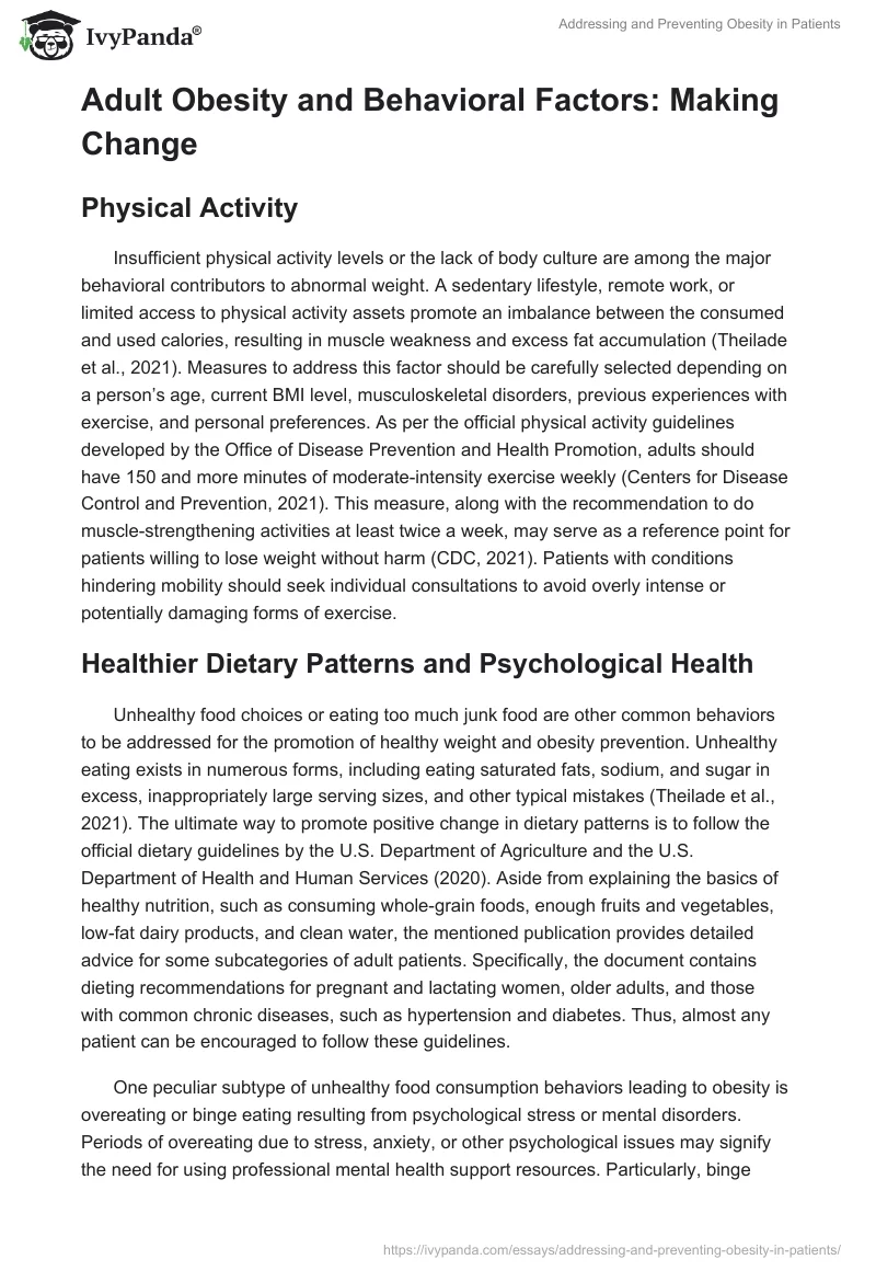 Addressing and Preventing Obesity in Patients. Page 2