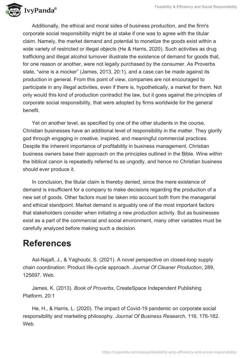 Feasibility & Efficiency and Social Responsibility. Page 2