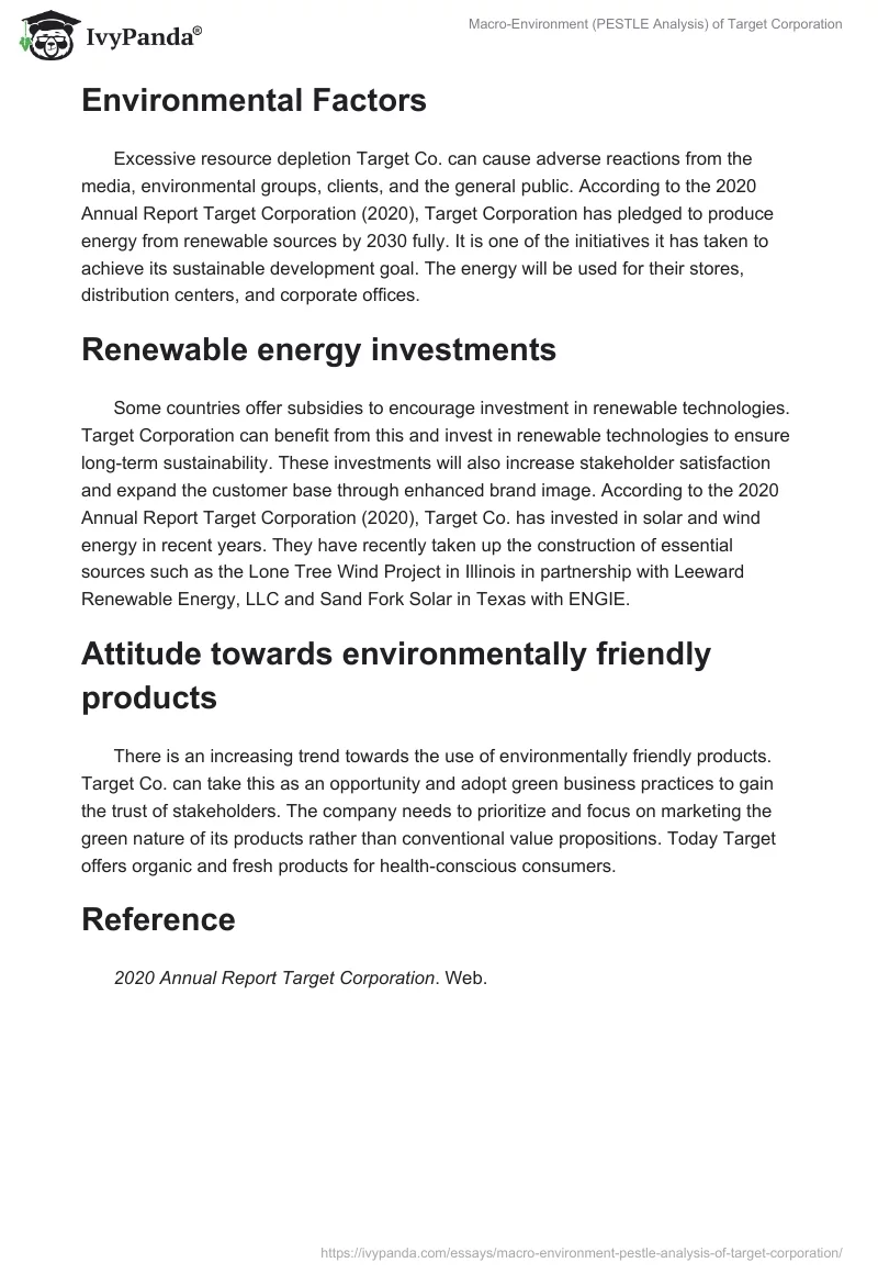 Macro-Environment (PESTLE Analysis) of Target Corporation. Page 5