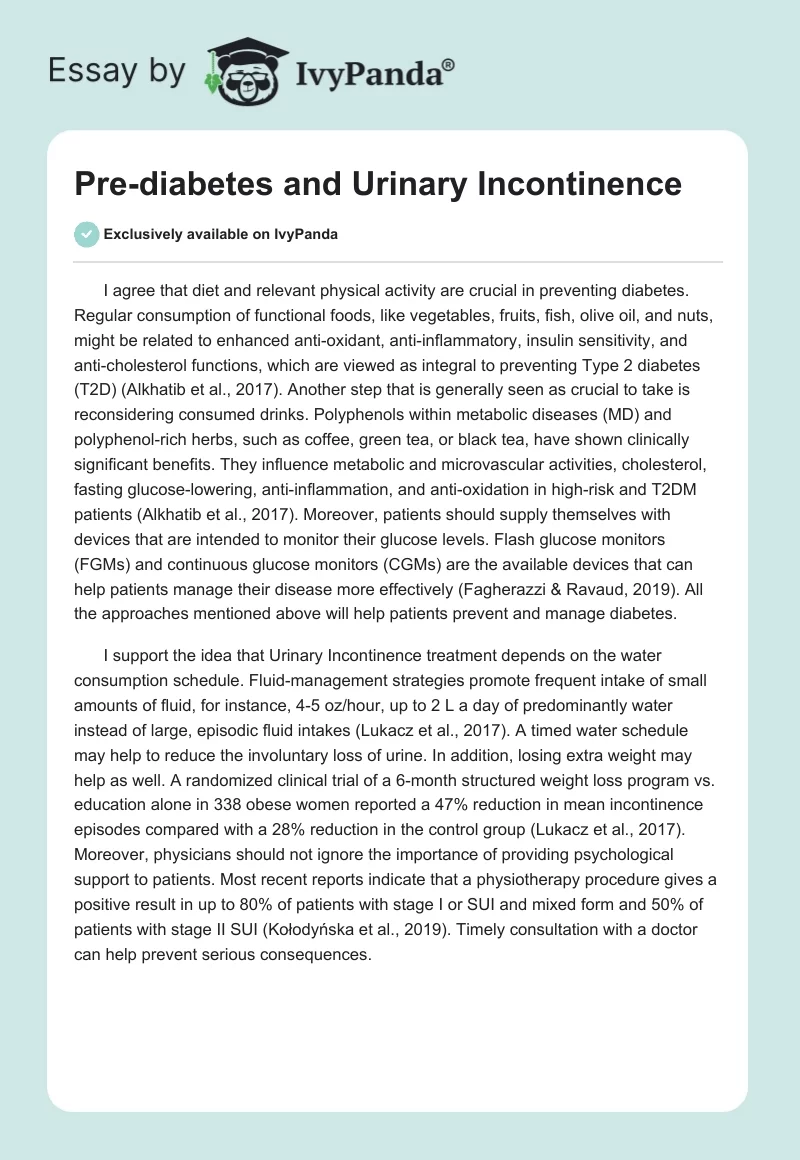 Pre-diabetes and Urinary Incontinence. Page 1