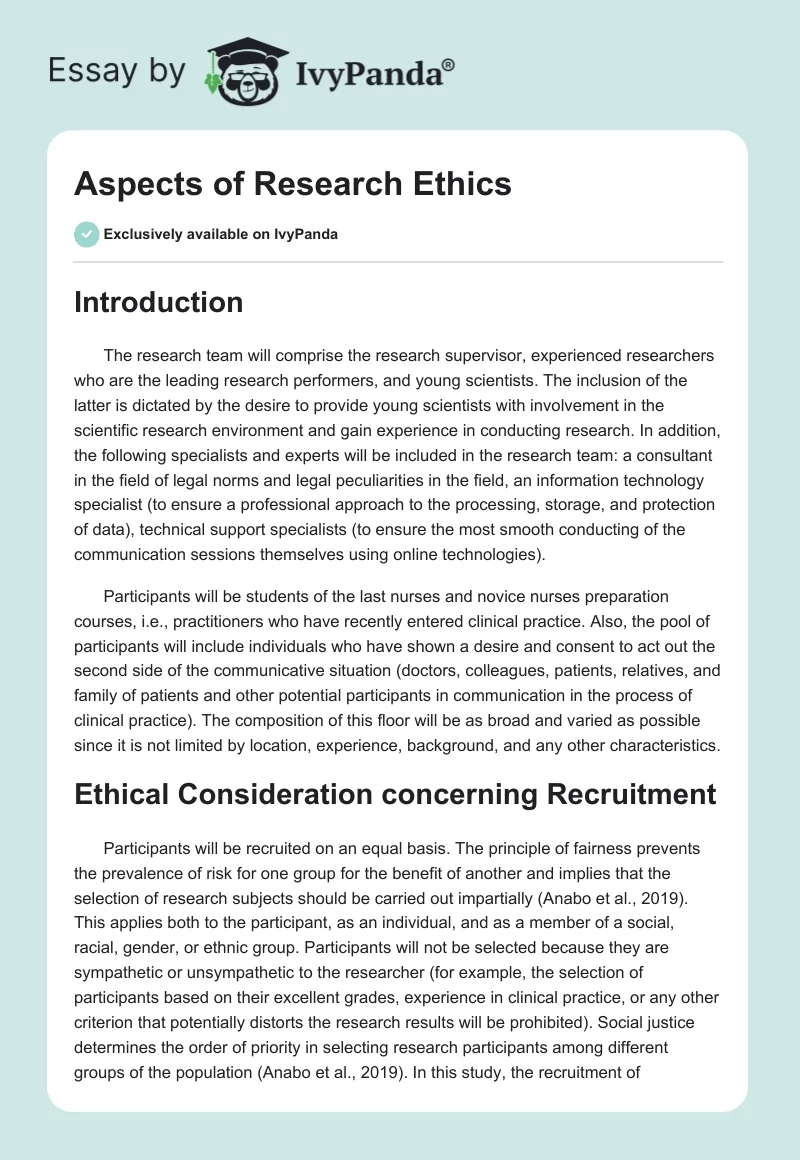 Aspects of Research Ethics. Page 1