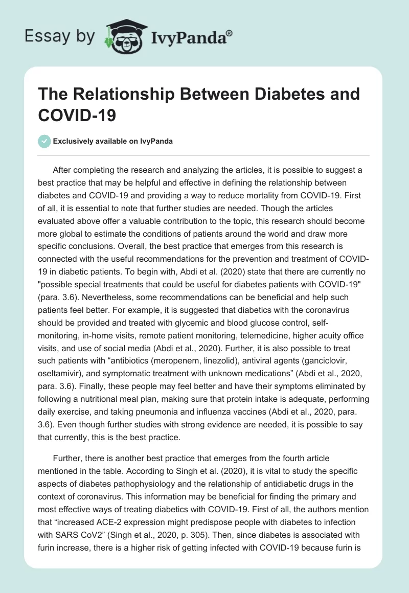 The Relationship Between Diabetes and COVID-19. Page 1