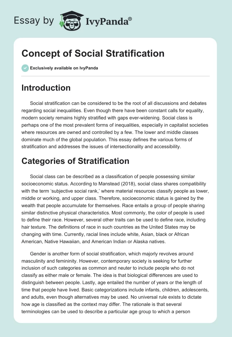 Concept of Social Stratification. Page 1