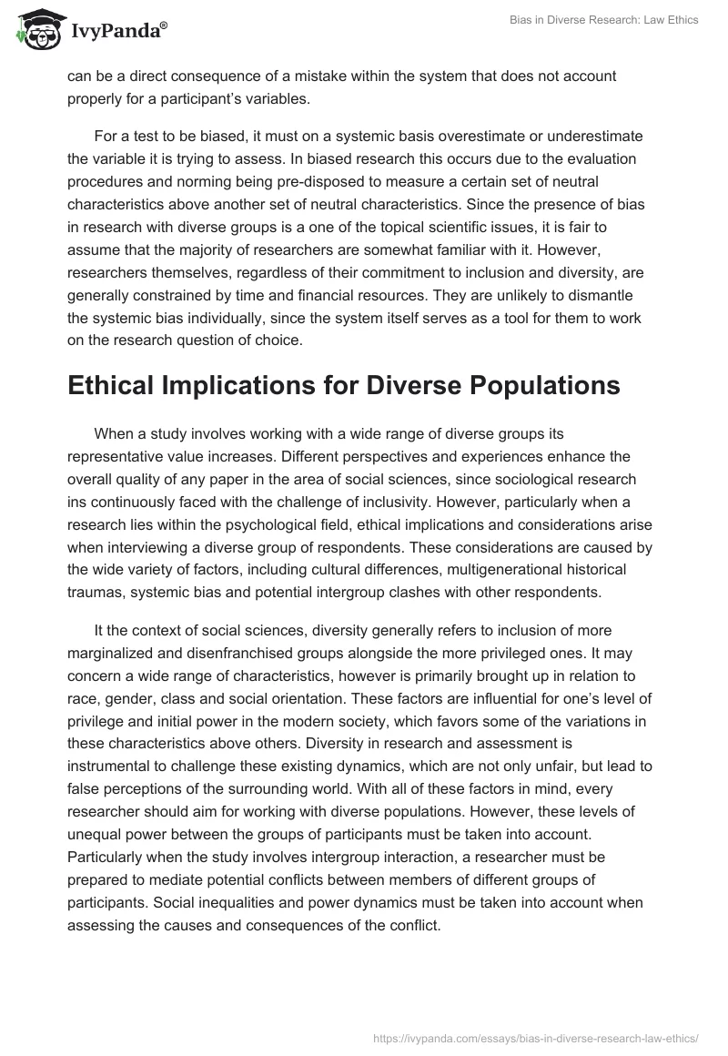 Bias in Diverse Research: Law Ethics. Page 3