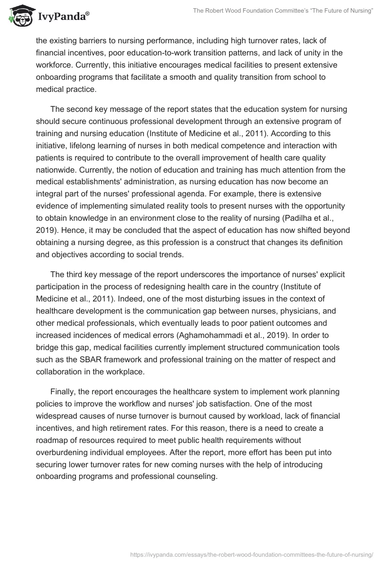 The Robert Wood Foundation Committee’s “The Future of Nursing”. Page 2