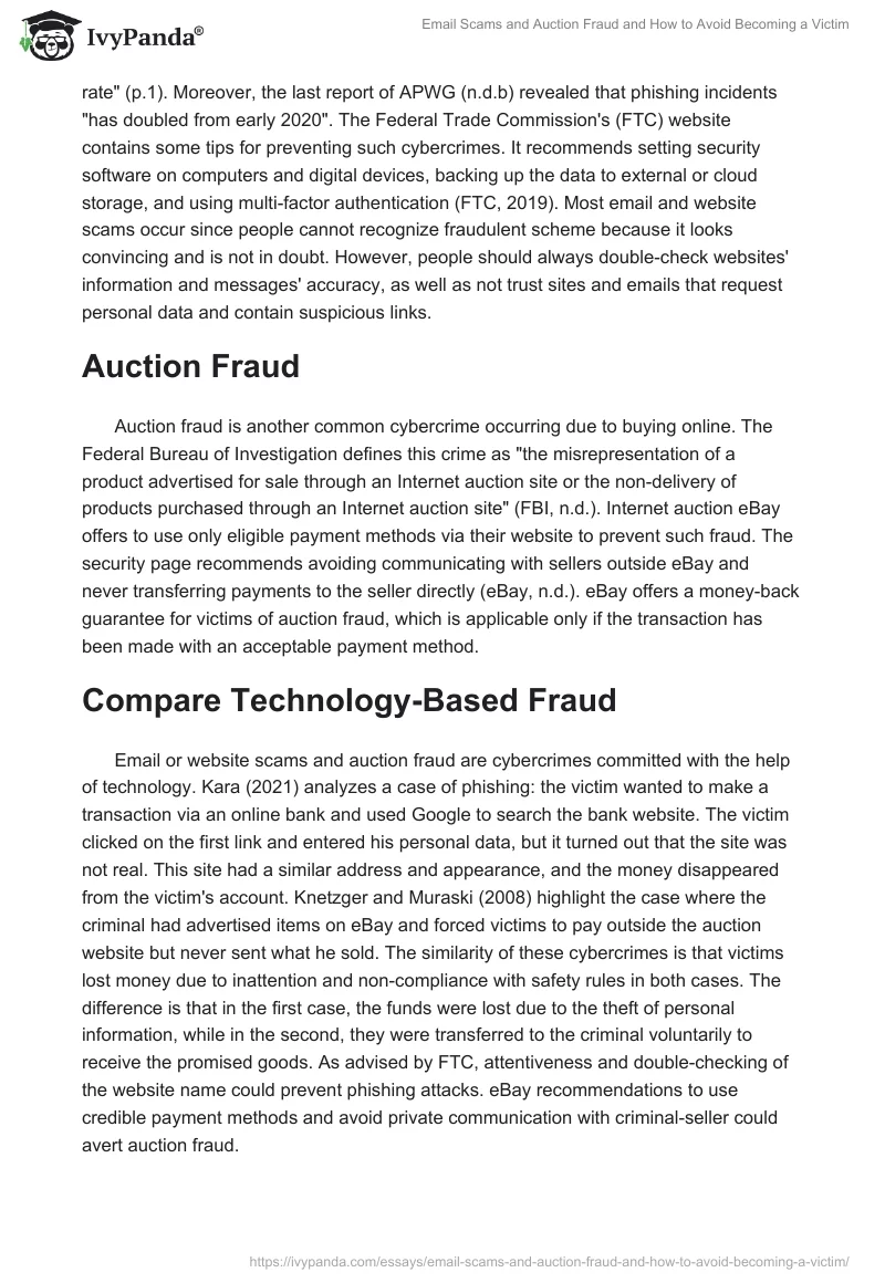 Email Scams and Auction Fraud and How to Avoid Becoming a Victim. Page 2