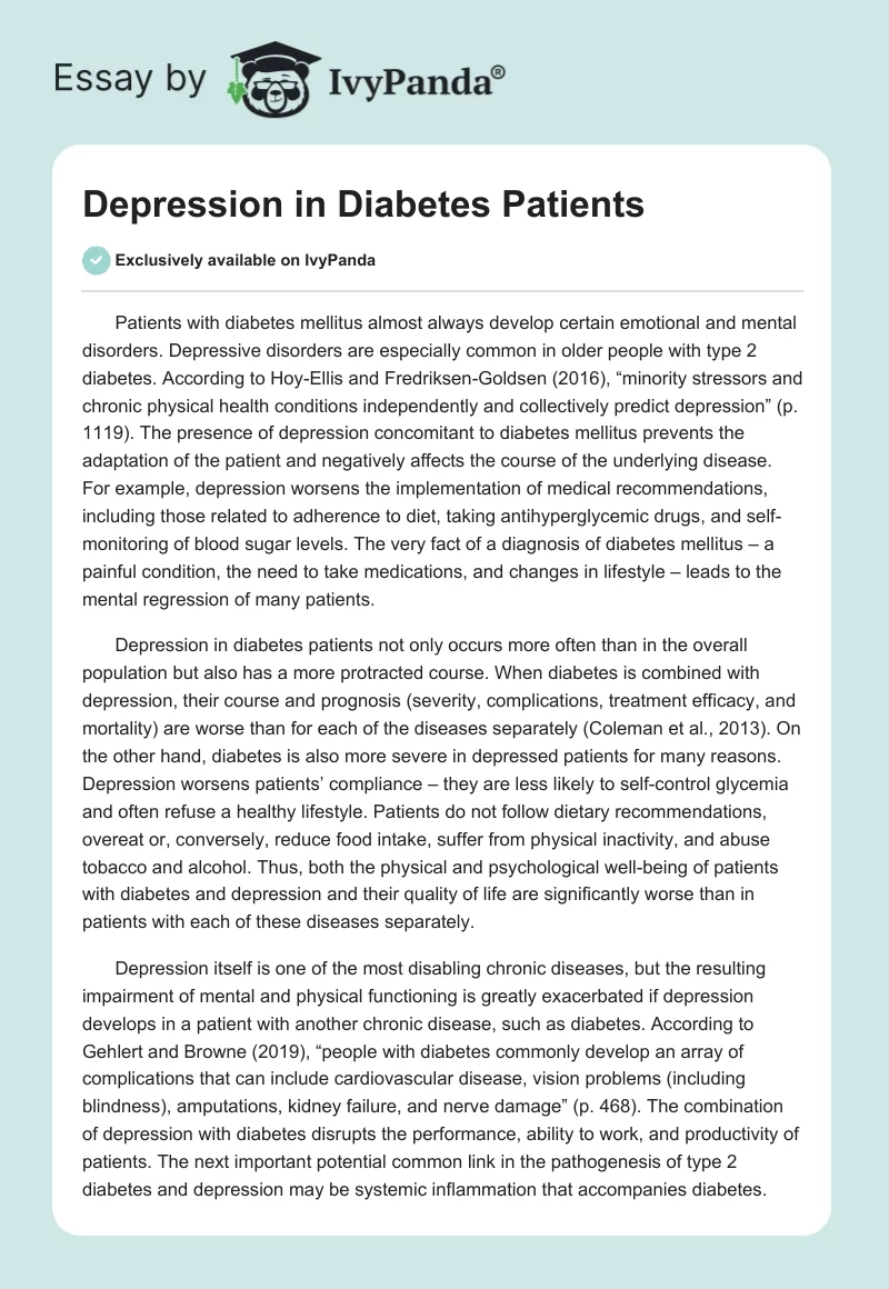 Depression in Diabetes Patients. Page 1