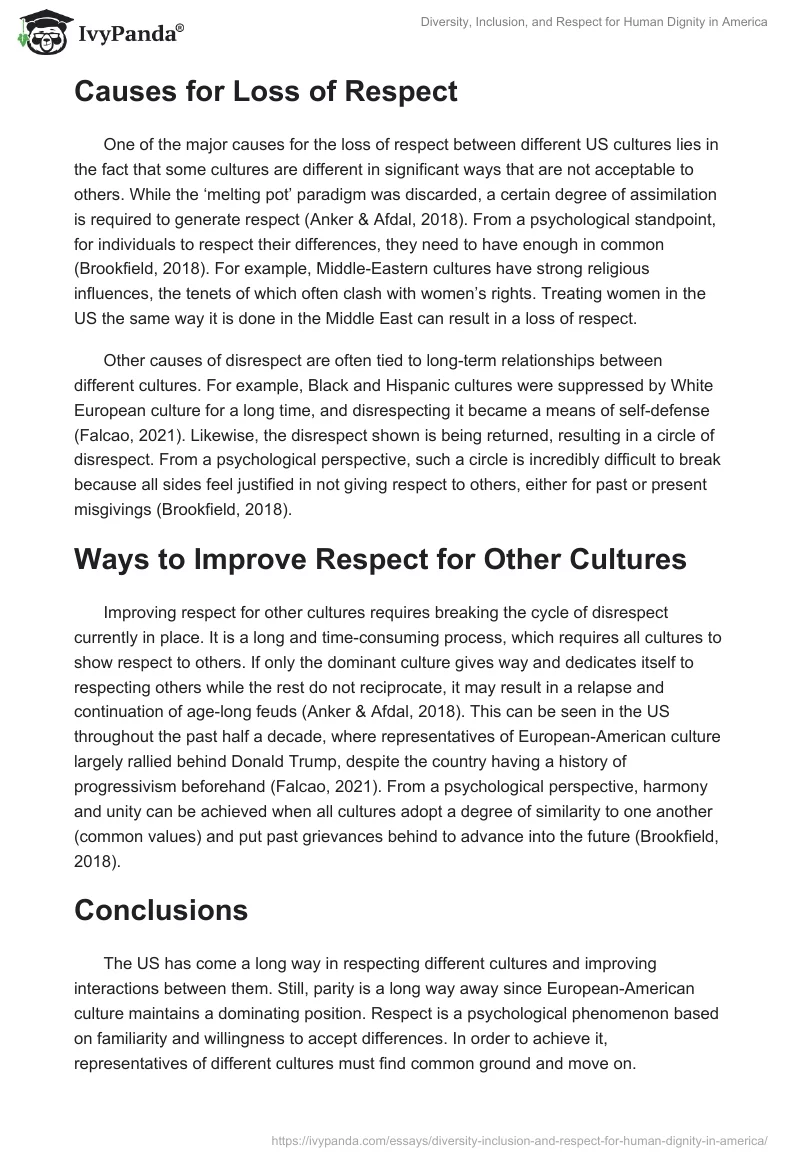 Diversity, Inclusion, and Respect for Human Dignity in America. Page 2