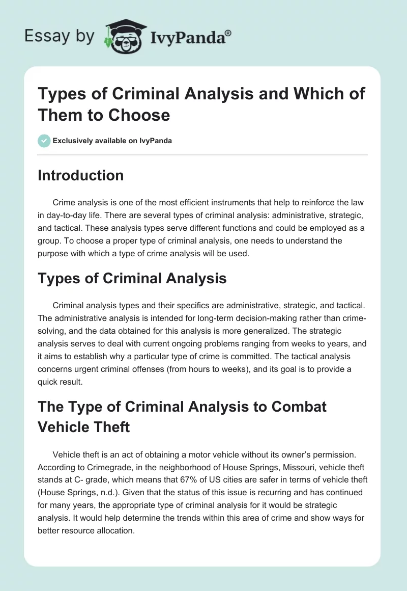 Types of Criminal Analysis and Which of Them to Choose. Page 1