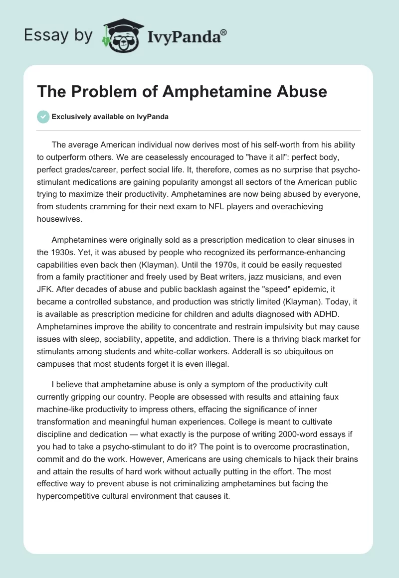 The Problem of Amphetamine Abuse. Page 1