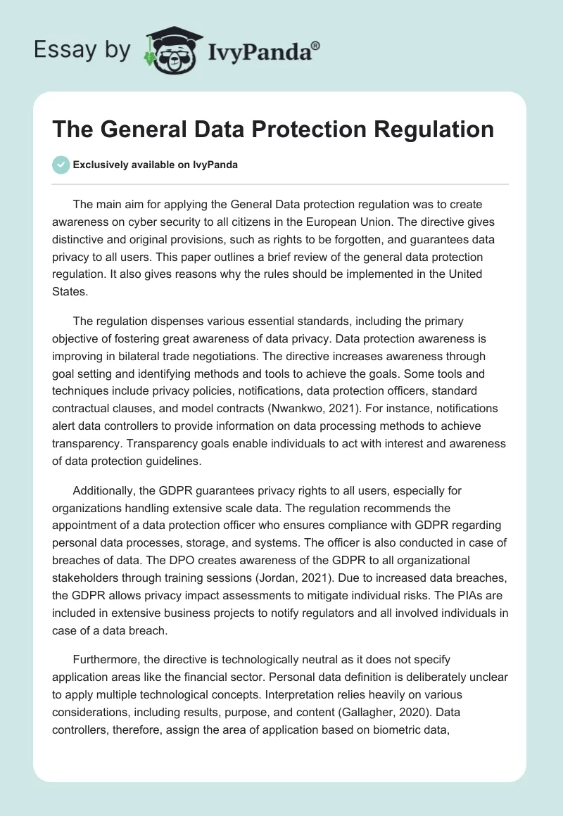 The General Data Protection Regulation. Page 1