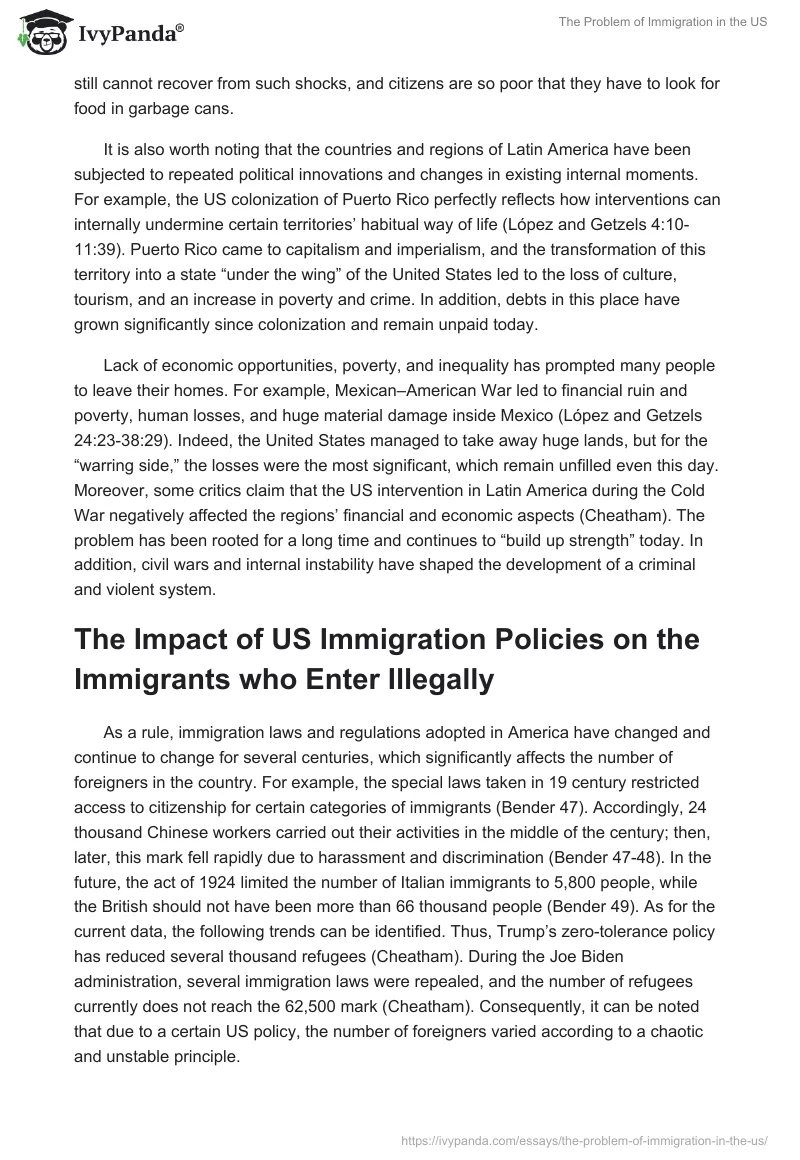 The Problem of Immigration in the US. Page 2