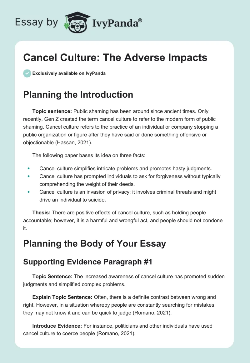 Cancel Culture: The Adverse Impacts. Page 1