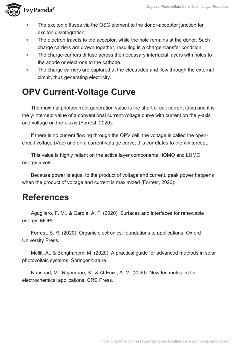 Organic Photovoltaic Cells Technology Production. Page 2