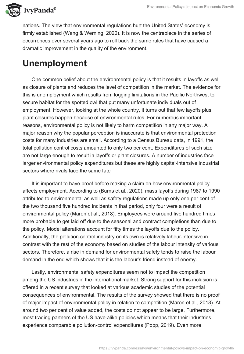 Environmental Policy's Impact on Economic Growth. Page 3