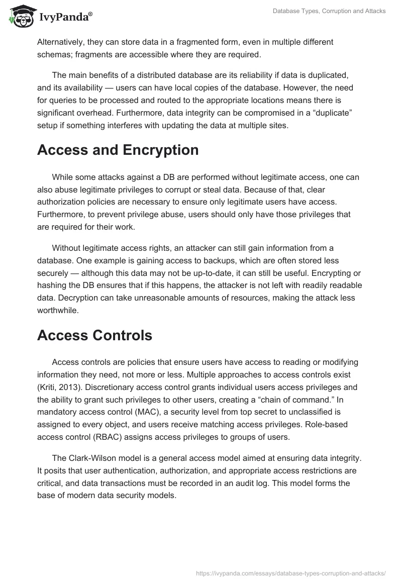 Database Types, Corruption and Attacks. Page 2