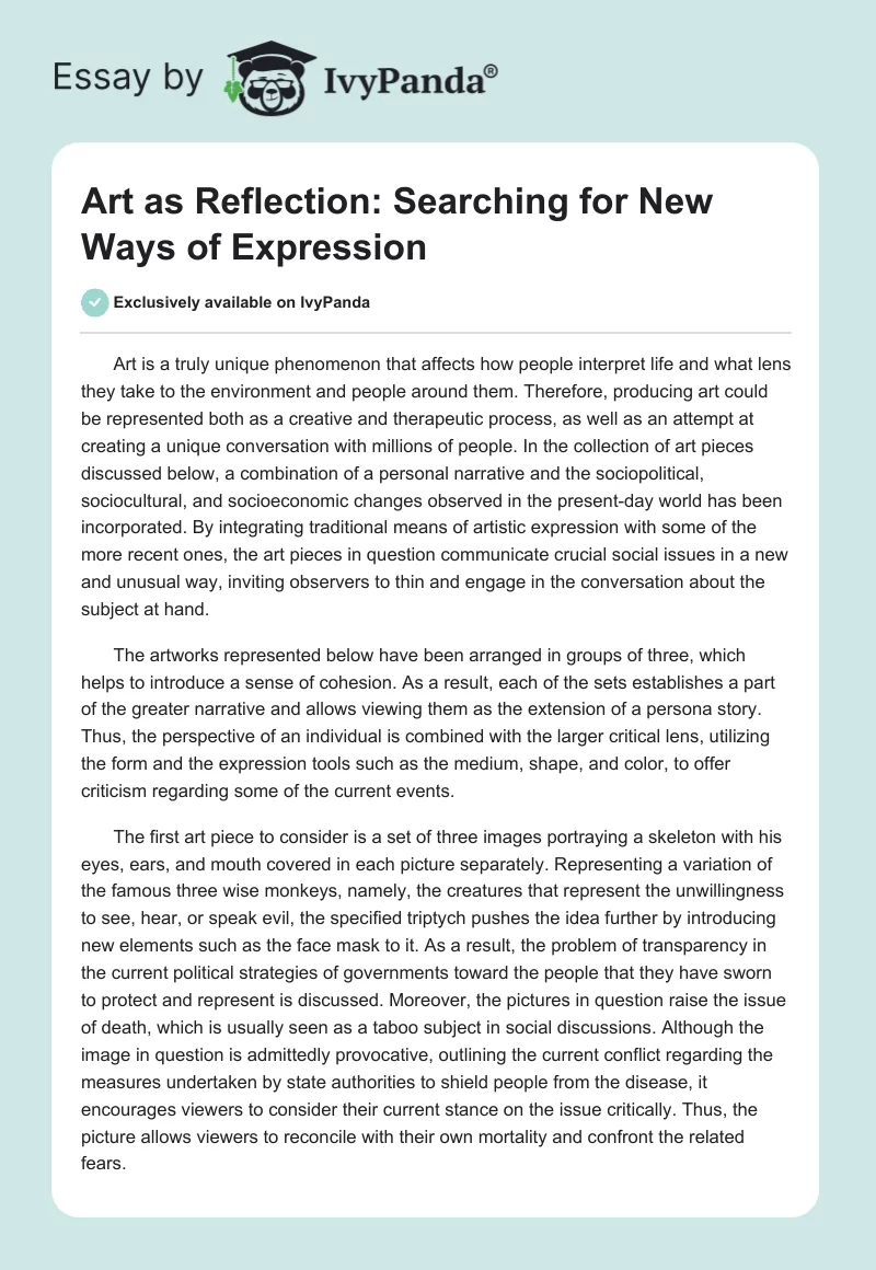 Art as Reflection: Searching for New Ways of Expression. Page 1
