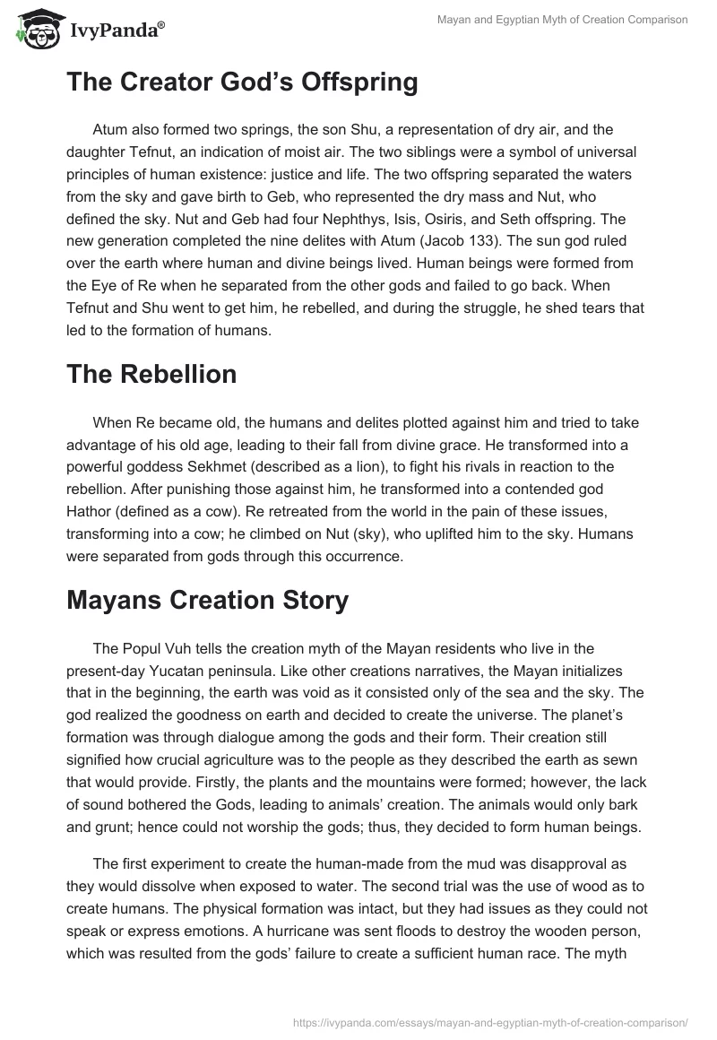 Mayan and Egyptian Myth of Creation Comparison. Page 2