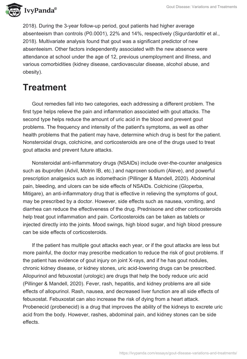 Gout Disease: Variations and Treatments. Page 5