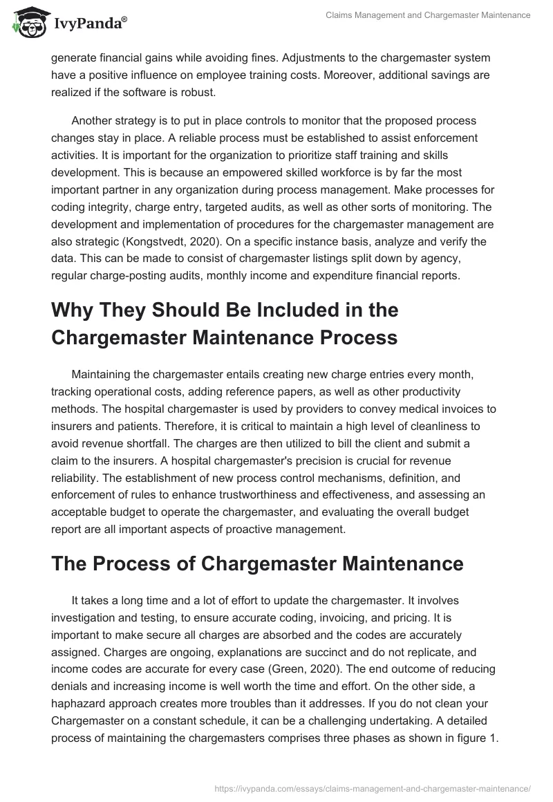 Claims Management and Chargemaster Maintenance. Page 2