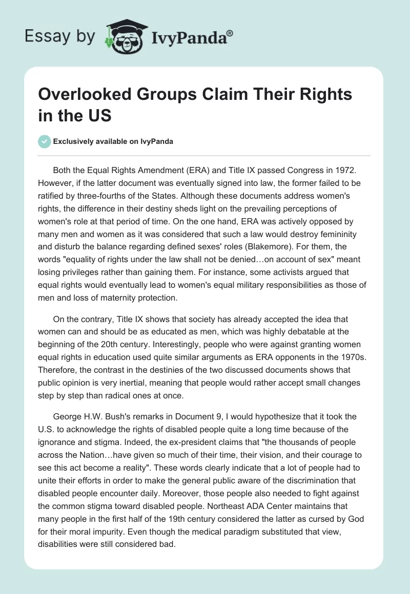Overlooked Groups Claim Their Rights in the US. Page 1