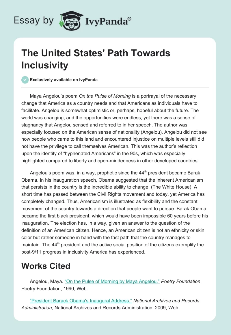 The United States' Path Towards Inclusivity. Page 1
