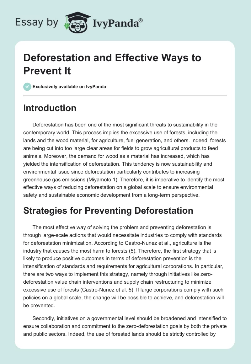 Deforestation and Effective Ways to Prevent It. Page 1