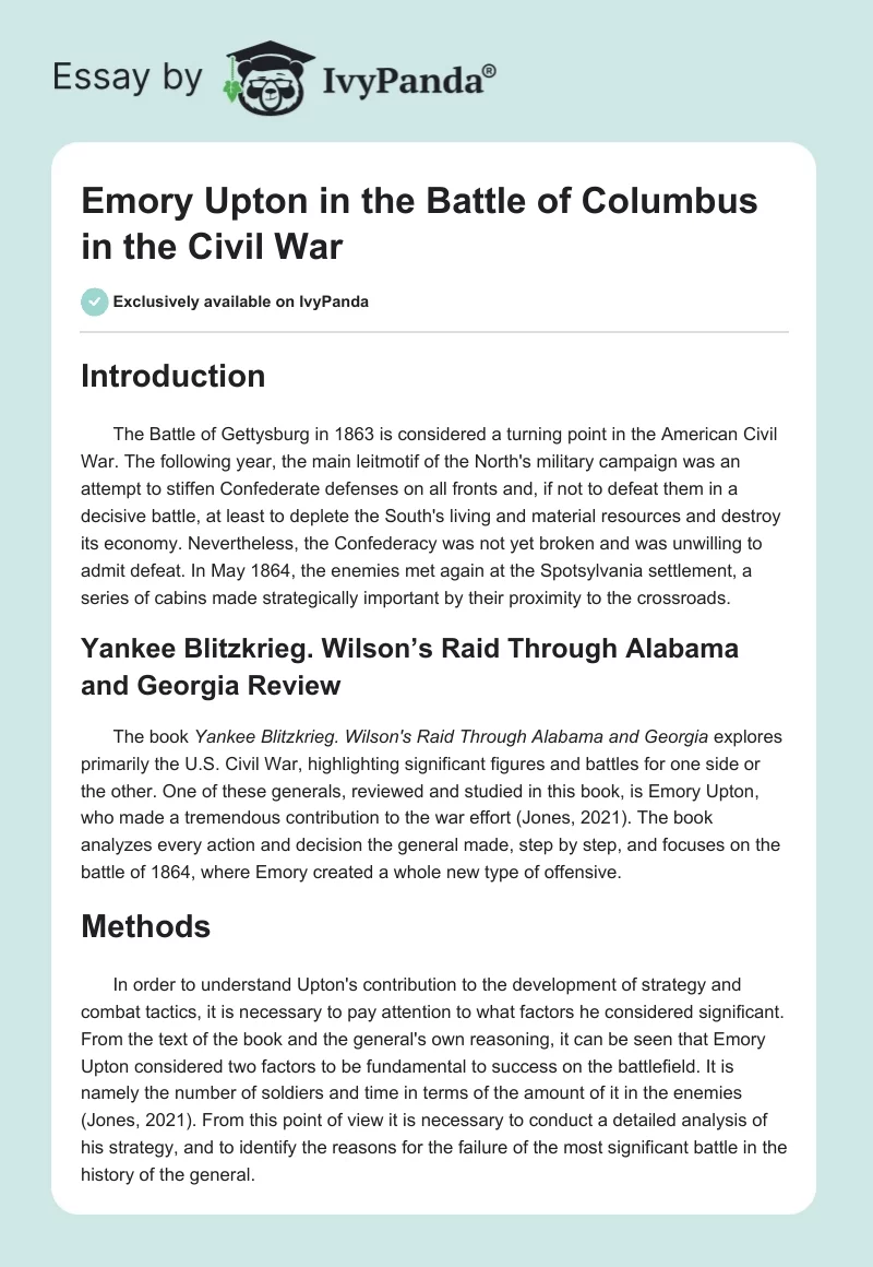 Emory Upton in the Battle of Columbus in the Civil War. Page 1
