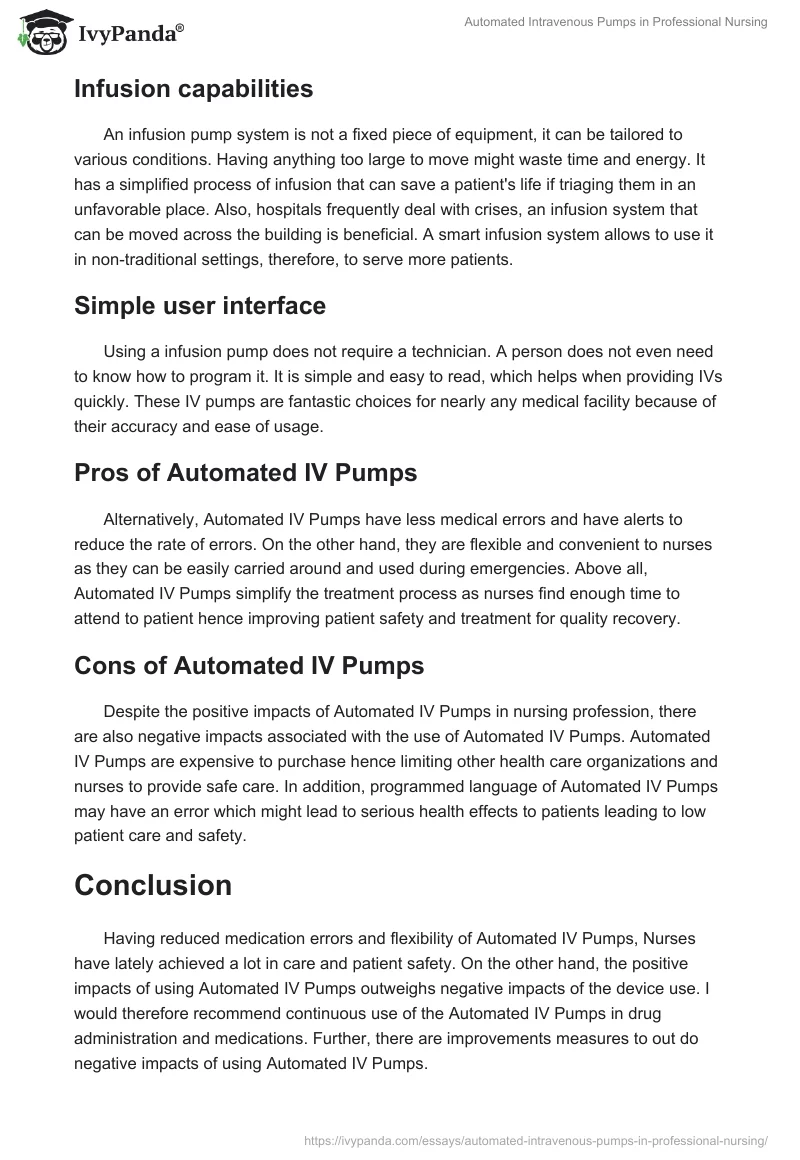 Automated Intravenous Pumps in Professional Nursing. Page 3