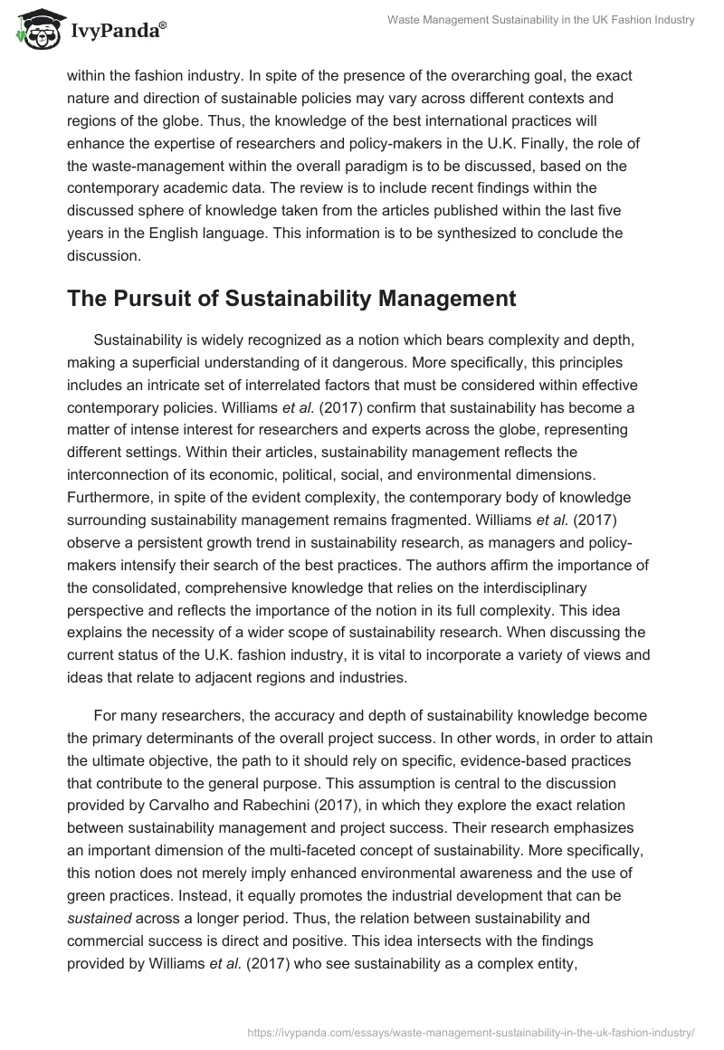 Waste Management Sustainability in the UK Fashion Industry. Page 2