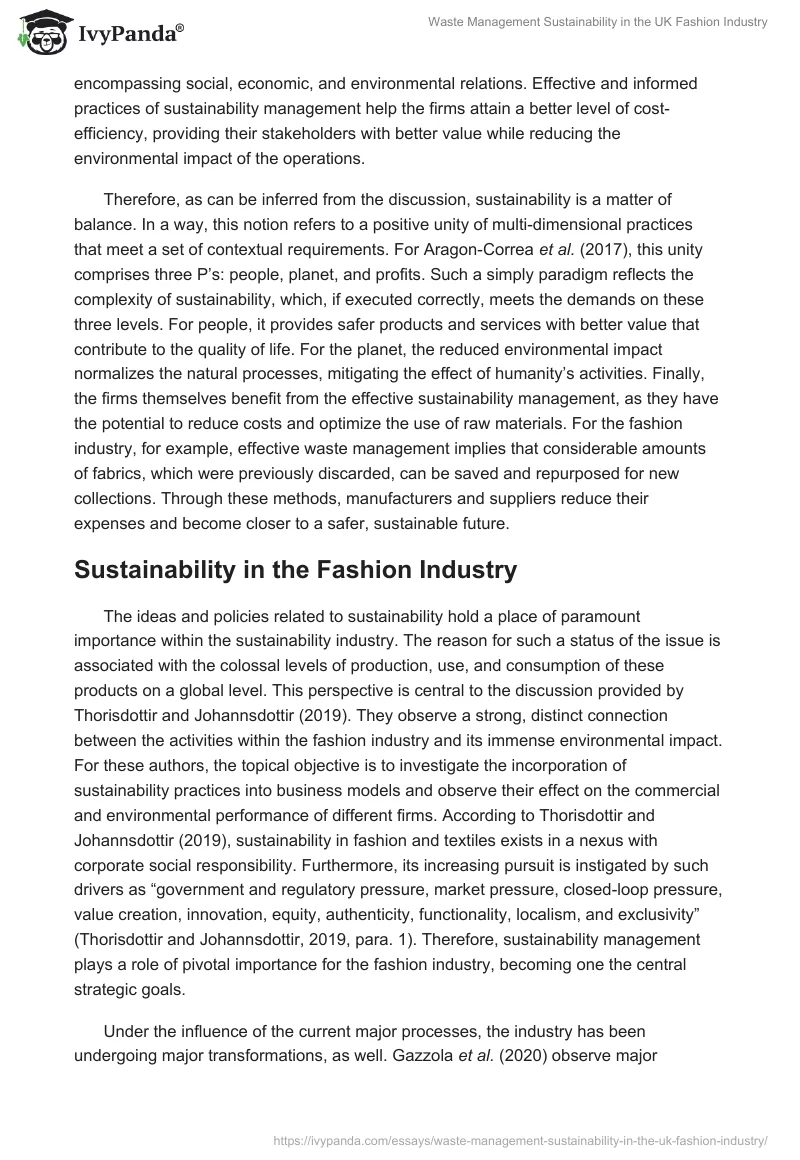 Waste Management Sustainability in the UK Fashion Industry. Page 3