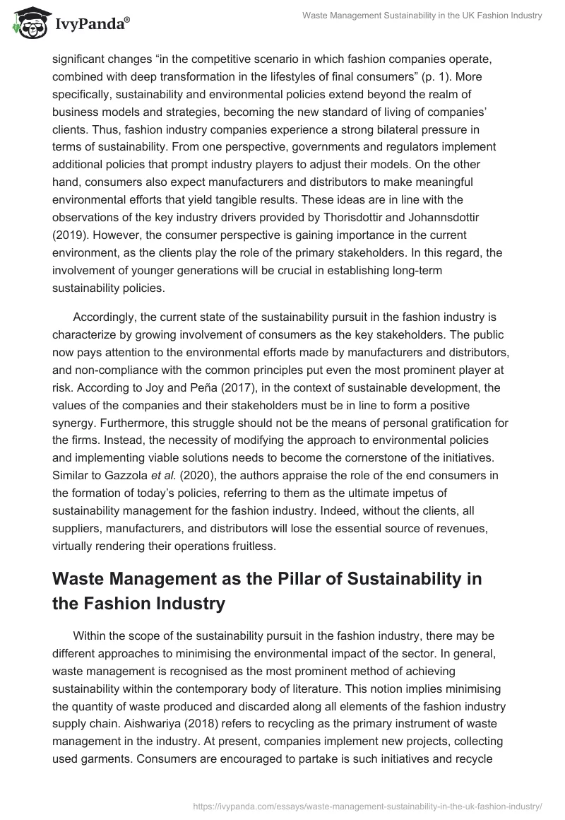 Waste Management Sustainability in the UK Fashion Industry. Page 4