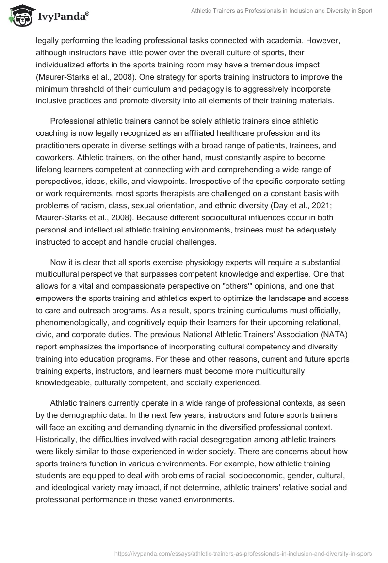 Athletic Trainers as Professionals in Inclusion and Diversity in Sport. Page 3