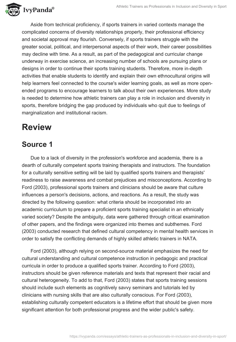 Athletic Trainers as Professionals in Inclusion and Diversity in Sport. Page 4