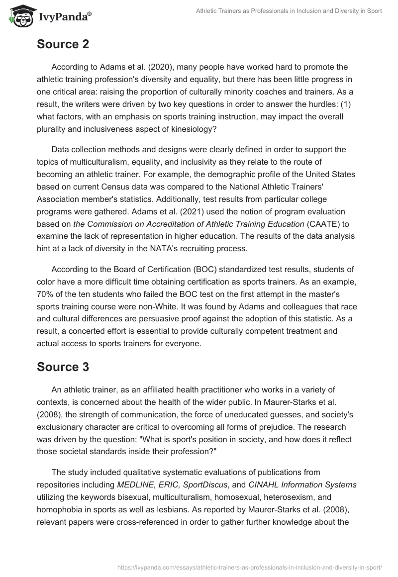 Athletic Trainers as Professionals in Inclusion and Diversity in Sport. Page 5