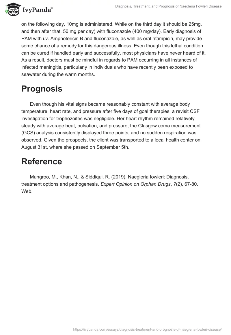 Diagnosis, Treatment, and Prognosis of Naegleria Fowleri Disease. Page 3