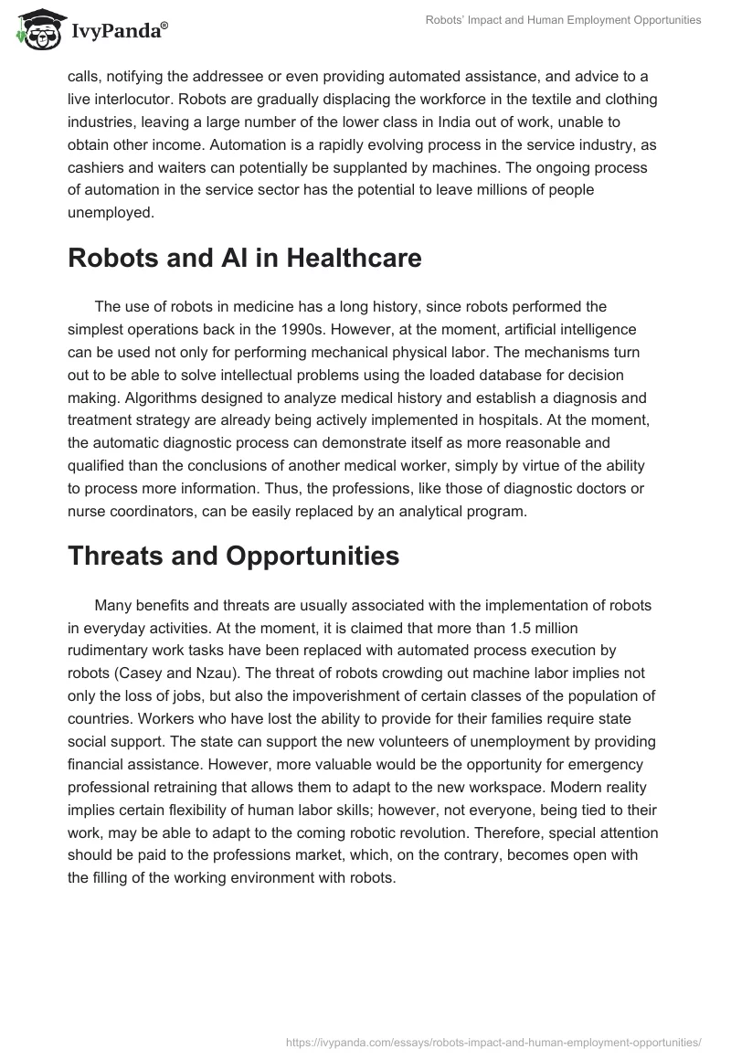 Robots’ Impact and Human Employment Opportunities. Page 2