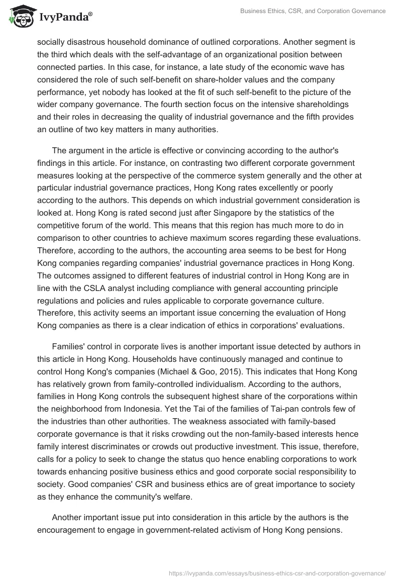 Business Ethics, CSR, and Corporation Governance. Page 2