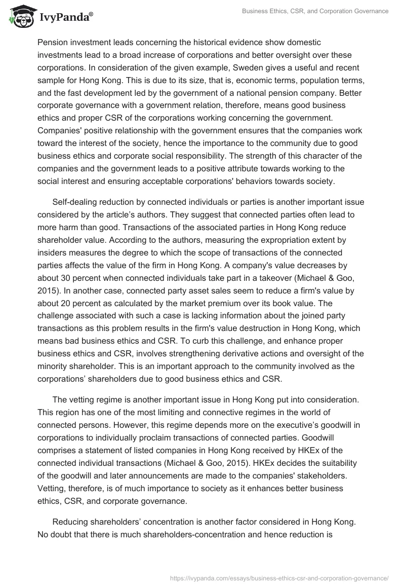 Business Ethics, CSR, and Corporation Governance. Page 3