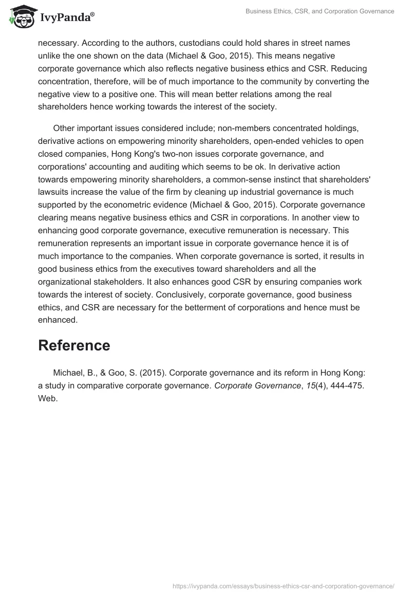 Business Ethics, CSR, and Corporation Governance. Page 4