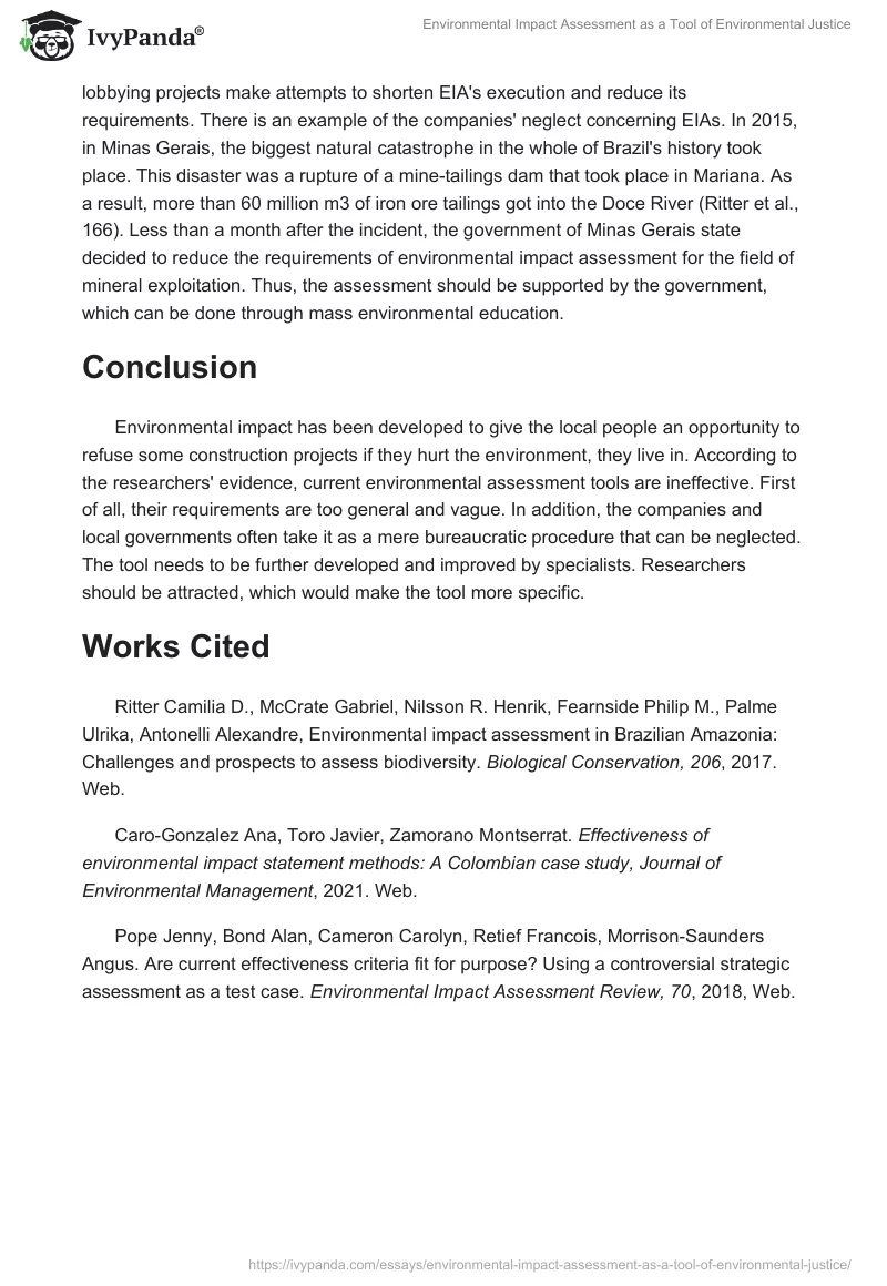 Environmental Impact Assessment as a Tool of Environmental Justice. Page 3