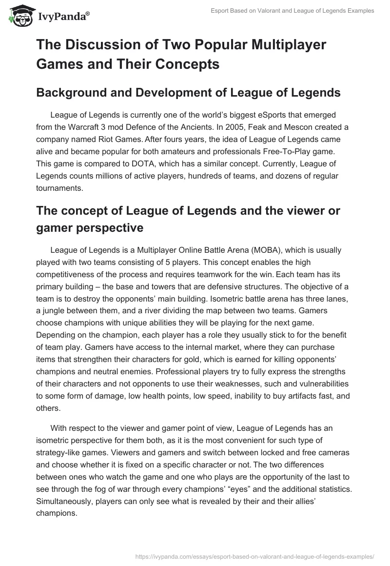 Esport Based on Valorant and League of Legends Examples. Page 2