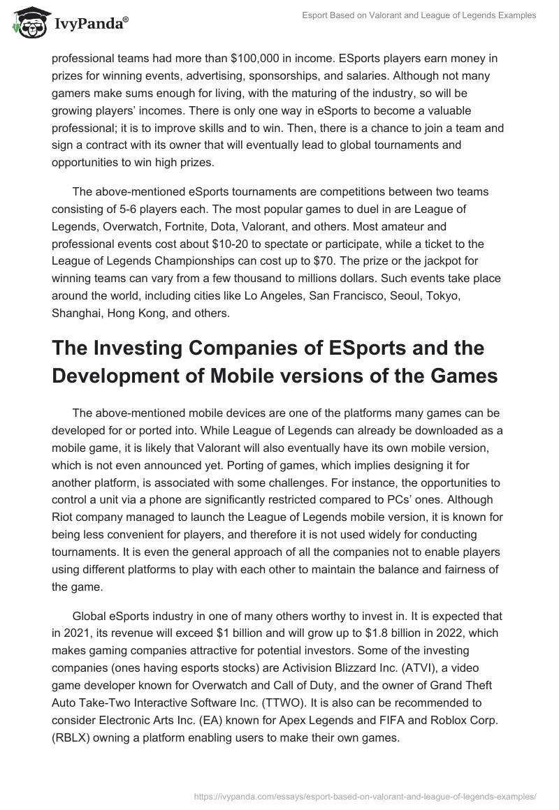 Esport Based on Valorant and League of Legends Examples. Page 5