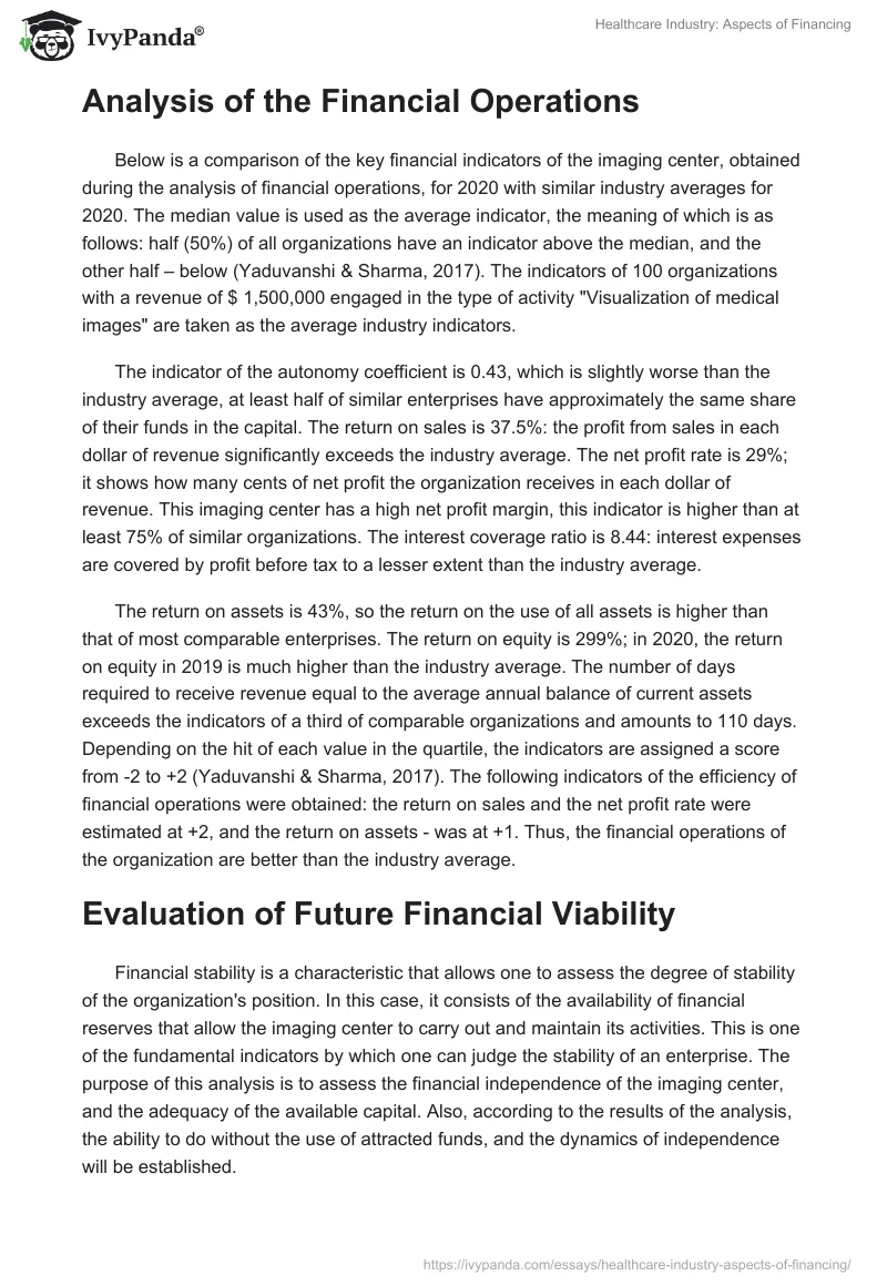 Healthcare Industry: Aspects of Financing. Page 2