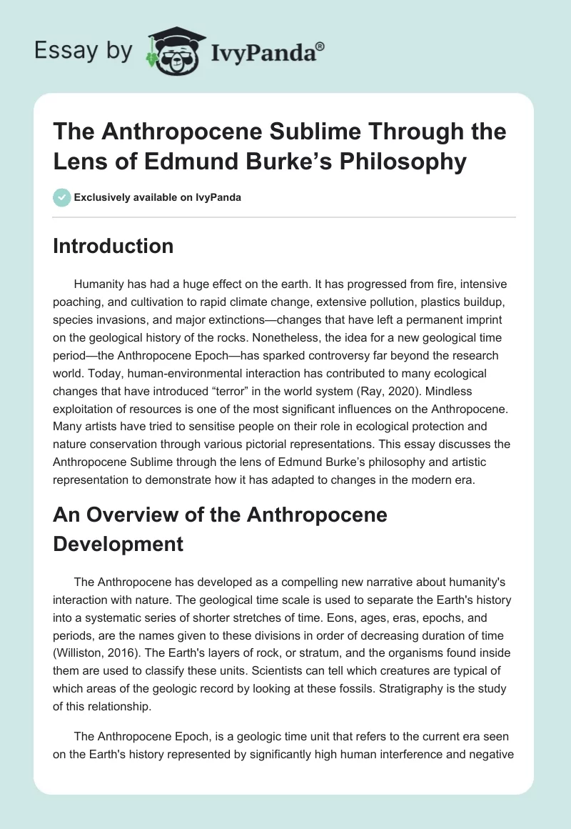 The Anthropocene Sublime Through the Lens of Edmund Burke’s Philosophy. Page 1