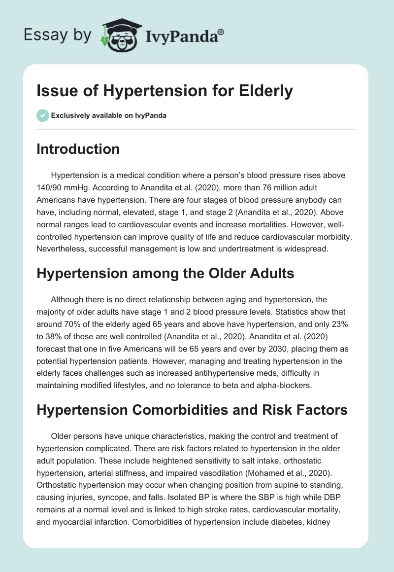 Issue of Hypertension for Elderly. Page 1