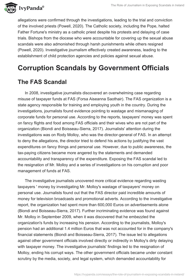 The Role of Journalism in Exposing Scandals in Ireland. Page 5