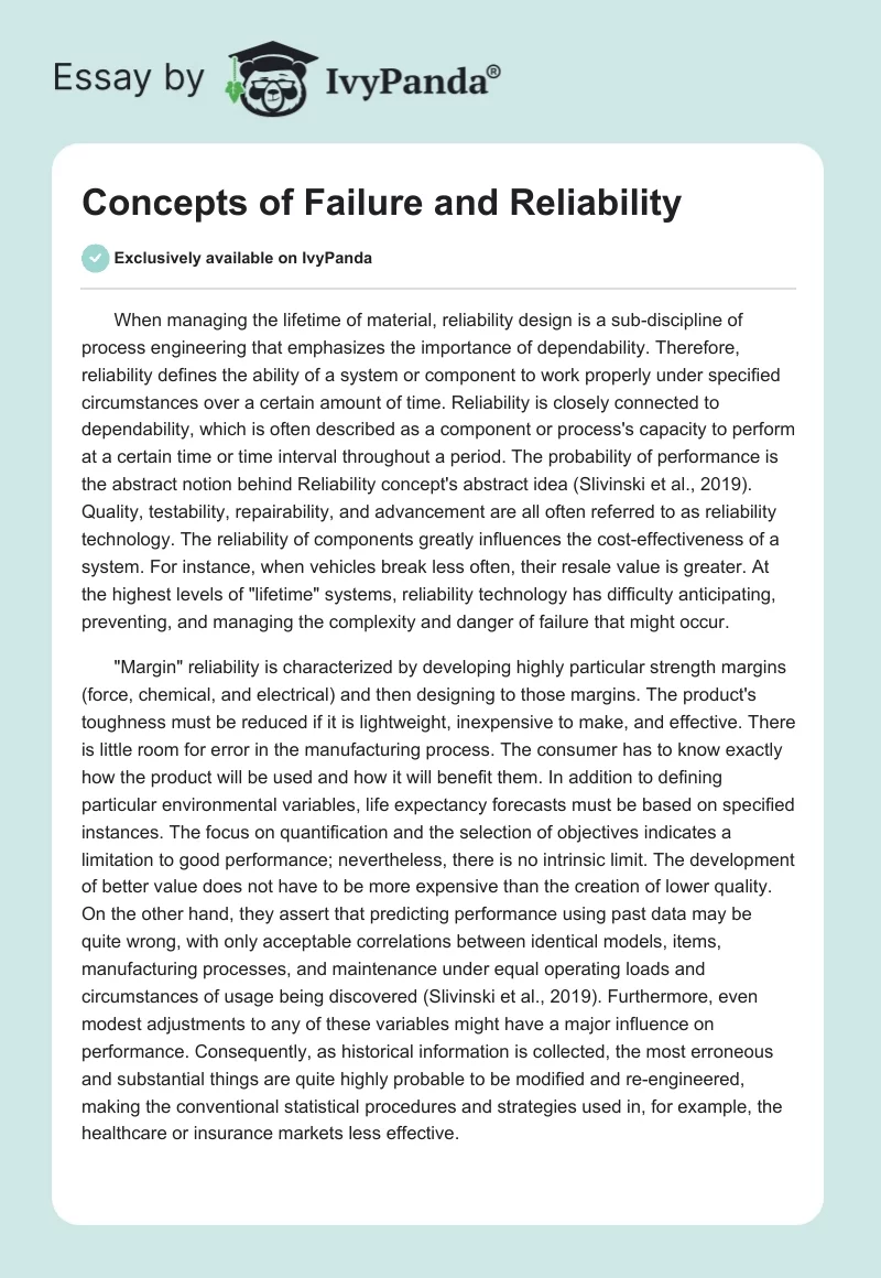 Concepts of Failure and Reliability. Page 1