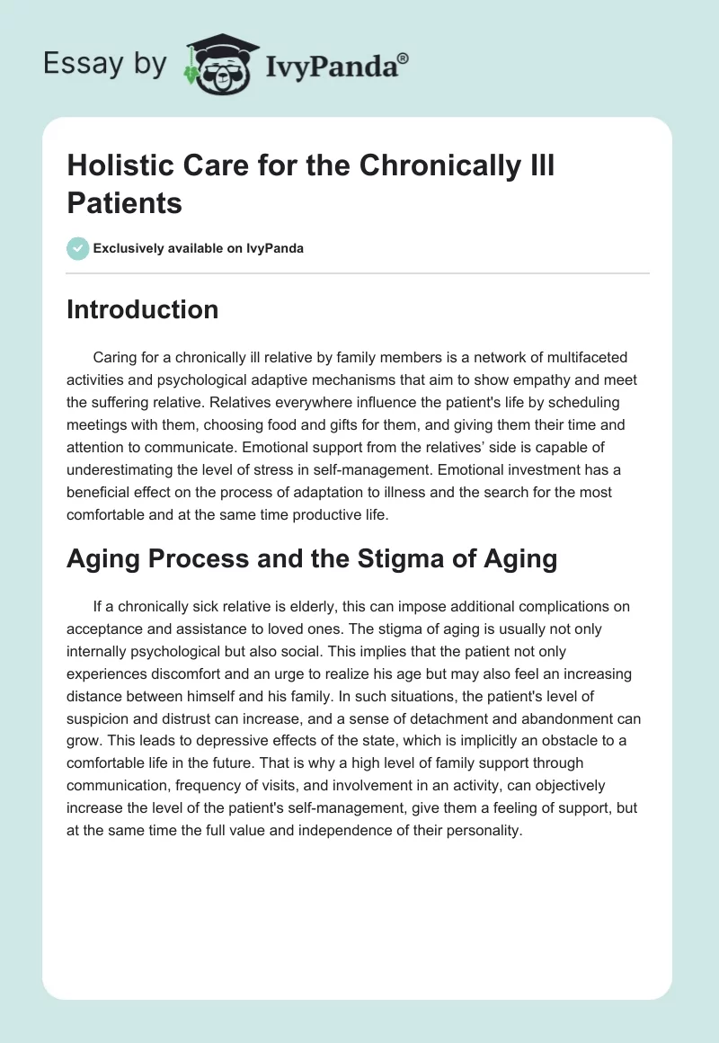 Holistic Care for the Chronically Ill Patients. Page 1