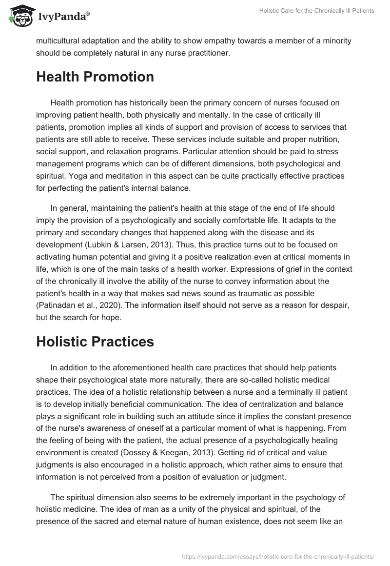 Holistic Care for the Chronically Ill Patients. Page 3
